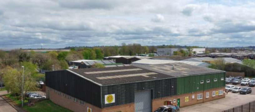 Aerial shot of warehouse exterior